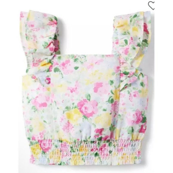 Janie and Jack FLORAL SMOCKED WAIST CHIFFON TOP NWT 2T - Picture 1 of 8